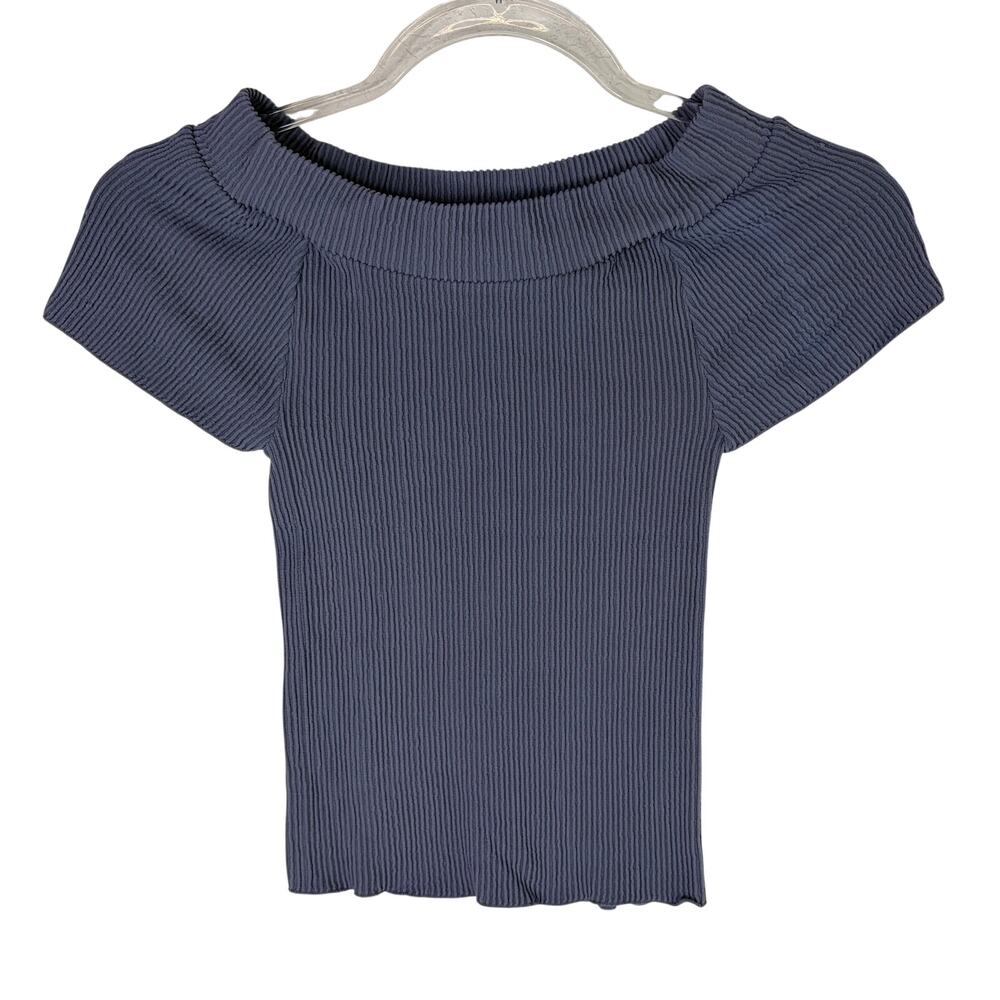 Intimately Free People off shoulder blue ribbed knit women's top, size XS/S